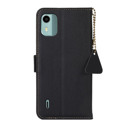 For Nokia C12 4G Side-Magnetic TJ Genuine Leather RFID Phone Case(Black) - Honor Cases by buy2fix | Online Shopping UK | buy2fix