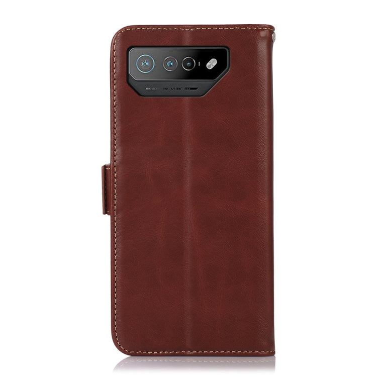 For Asus ROG Phone 7 Crazy Horse Top Layer Cowhide Leather Phone Case(Brown) - ASUS Cases by buy2fix | Online Shopping UK | buy2fix