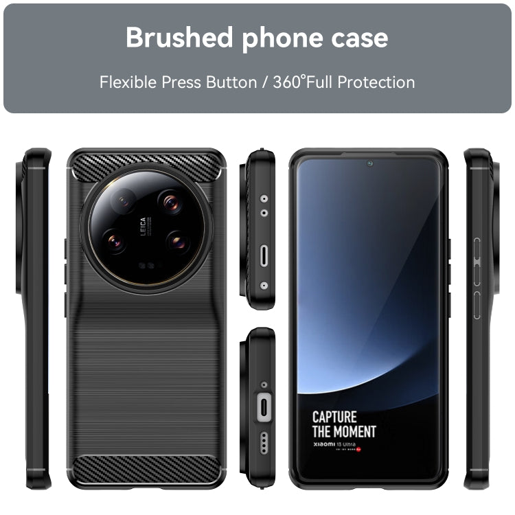 For Xiaomi 13 Ultra Carbon Fiber Brushed Texture TPU Case(Black) - 13 Ultra Cases by buy2fix | Online Shopping UK | buy2fix