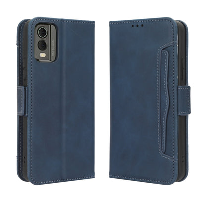 For Nokia C32 4G Skin Feel Calf Texture Card Slots Leather Phone Case(Blue) - Nokia Cases by buy2fix | Online Shopping UK | buy2fix