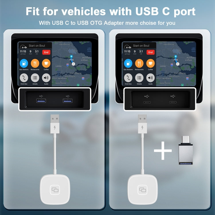 THT-020-7 USB + USB-C / Type-C Carplay Mirror Adapter for iPhone(White) -  by buy2fix | Online Shopping UK | buy2fix