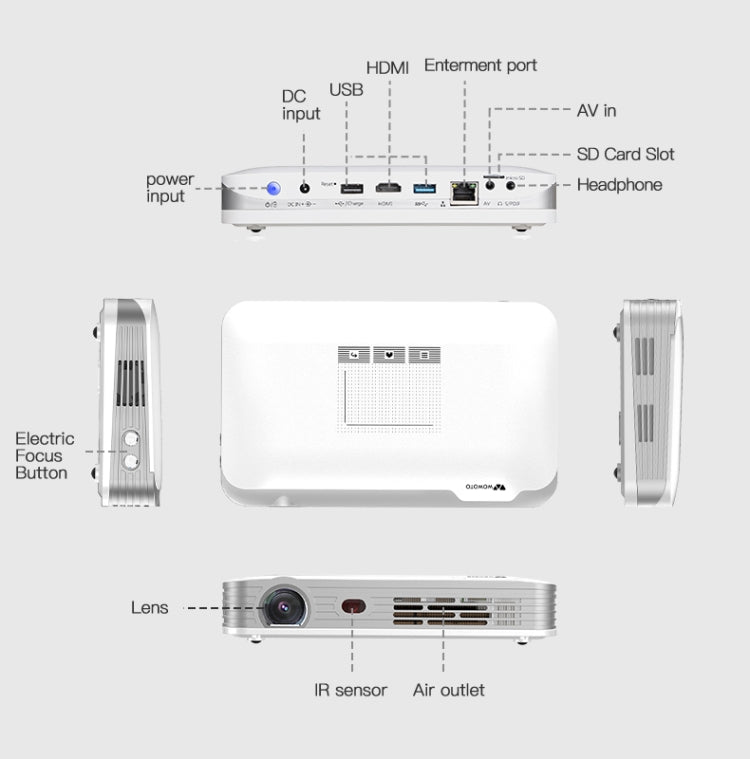 WOWOTO T9S TI DLP DMD 0.45 1280 x 800 4K 350ANSI RGB LED Smart Projector(UK Plug) -  by WOWOTO | Online Shopping UK | buy2fix