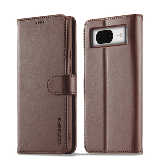 For Google Pixel 8 LC.IMEEKE Calf Texture Horizontal Flip Leather Phone Case(Brown) - Google Cases by LC.IMEEKE | Online Shopping UK | buy2fix