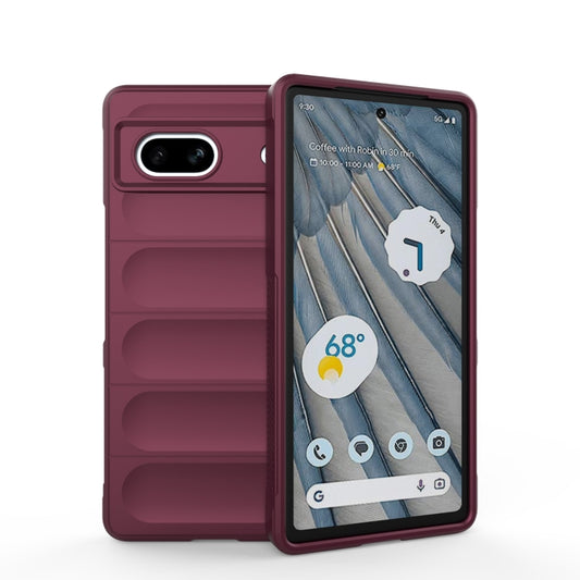 For Google Pixel 7a Magic Shield TPU + Flannel Phone Case(Wine Red) - Google Cases by buy2fix | Online Shopping UK | buy2fix