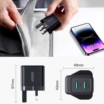 JOYROOM JR-TCN01 2.4A Dual Ports USB Charger, Plug:UK Plug(Black) - USB Charger by JOYROOM | Online Shopping UK | buy2fix