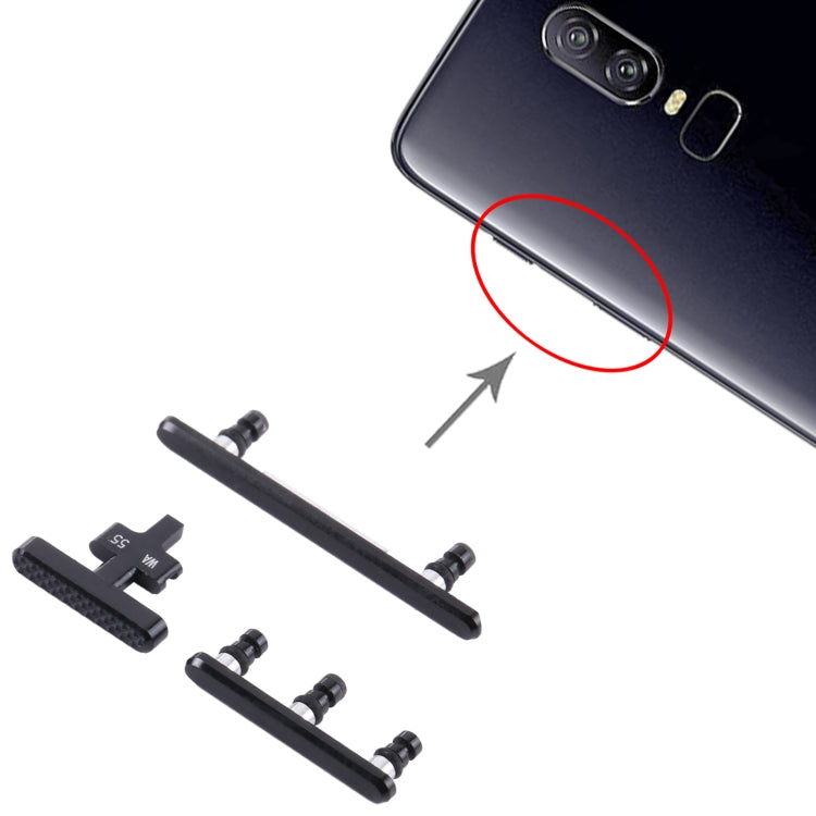 For OnePlus 6 Power Button + Volume Control Button(Frosted Black) - Home key & Side Key by buy2fix | Online Shopping UK | buy2fix