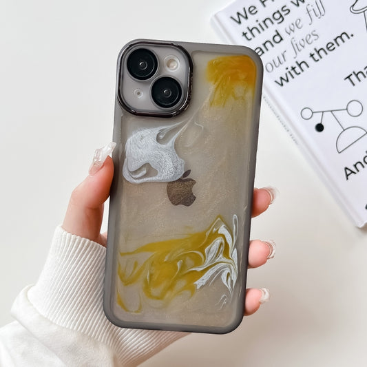 For iPhone 14 Oil Painting Electroplating TPU Phone Case(Grey) - iPhone 14 Cases by buy2fix | Online Shopping UK | buy2fix