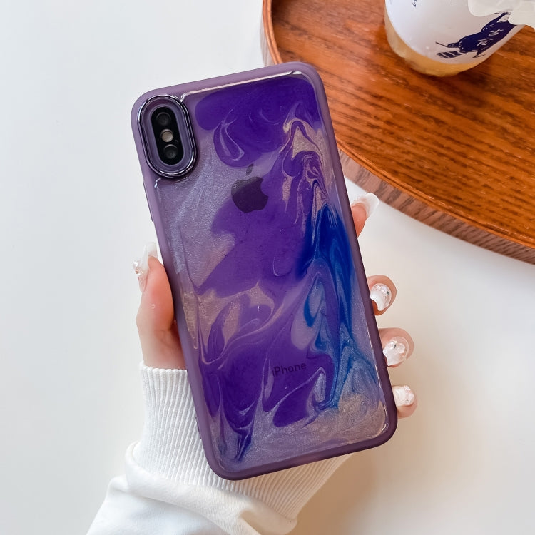 For iPhone XS Max Oil Painting Electroplating TPU Phone Case(Purple) - More iPhone Cases by buy2fix | Online Shopping UK | buy2fix