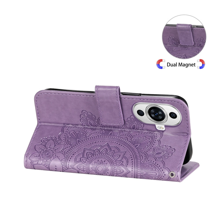 For Huawei nova 11 7-petal Flowers Embossing Leather Phone Case(Light Purple) - Huawei Cases by buy2fix | Online Shopping UK | buy2fix