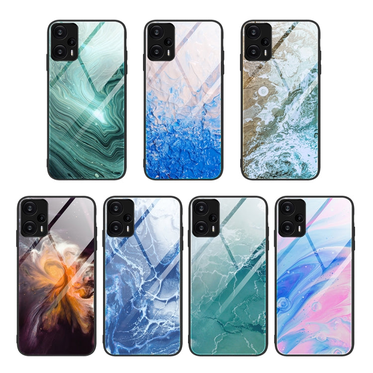 For Xiaomi Redmi Note 12 Turbo Marble Pattern Glass Protective Phone Case(Typhoon) - Xiaomi Cases by buy2fix | Online Shopping UK | buy2fix