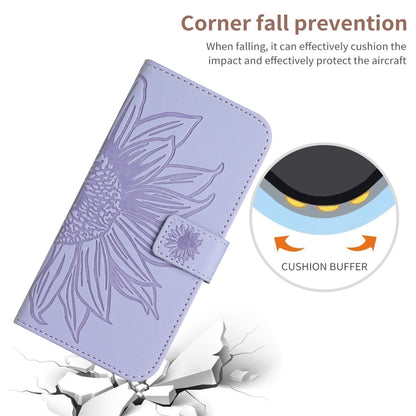 For Xiaomi Poco F5 Pro Skin Feel Sun Flower Embossed Flip Leather Phone Case with Lanyard(Purple) - Xiaomi Cases by buy2fix | Online Shopping UK | buy2fix