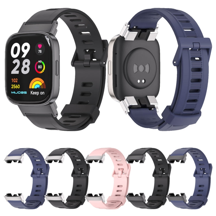 For Redmi Watch 3 Mijobs Flat Hole Breathable TPU Watch Band(Black+Silver) - Watch Bands by MIJOBS | Online Shopping UK | buy2fix