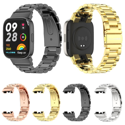 For Redmi Watch 3 Mijobs Three-Bead Metal Stainless Steel Watch Band(Gold) - Watch Bands by MIJOBS | Online Shopping UK | buy2fix