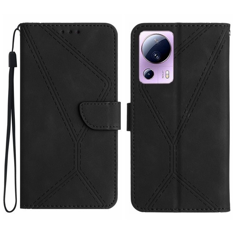 For Xiaomi 13 Lite Stitching Embossed Leather Phone Case(Black) - 13 Lite Cases by buy2fix | Online Shopping UK | buy2fix