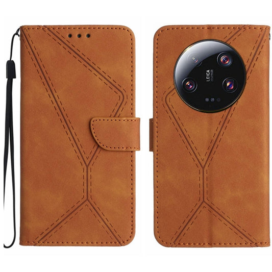 For Xiaomi 13 Ultra Stitching Embossed Leather Phone Case(Brown) - 13 Ultra Cases by buy2fix | Online Shopping UK | buy2fix