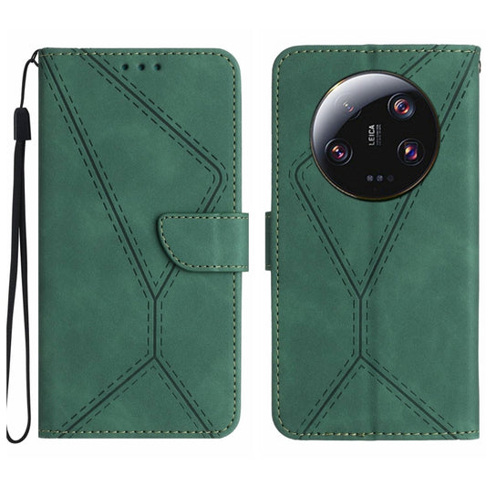 For Xiaomi 13 Ultra Stitching Embossed Leather Phone Case(Green) - 13 Ultra Cases by buy2fix | Online Shopping UK | buy2fix