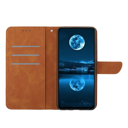 For Xiaomi Redmi Note 12 4G Stitching Embossed Leather Phone Case(Brown) - Note 12 Cases by buy2fix | Online Shopping UK | buy2fix