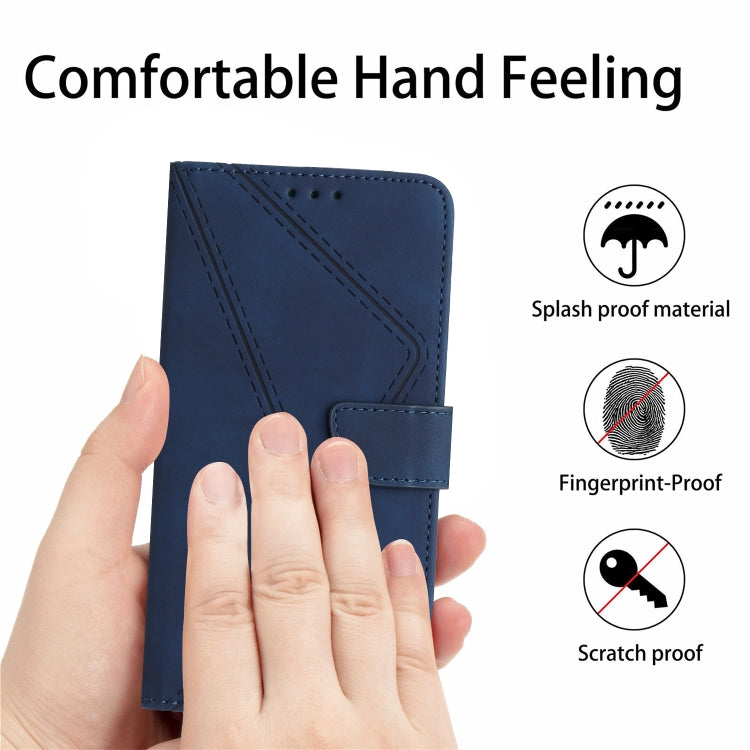 For Xiaomi Redmi Note 12 4G Stitching Embossed Leather Phone Case(Blue) - Note 12 Cases by buy2fix | Online Shopping UK | buy2fix