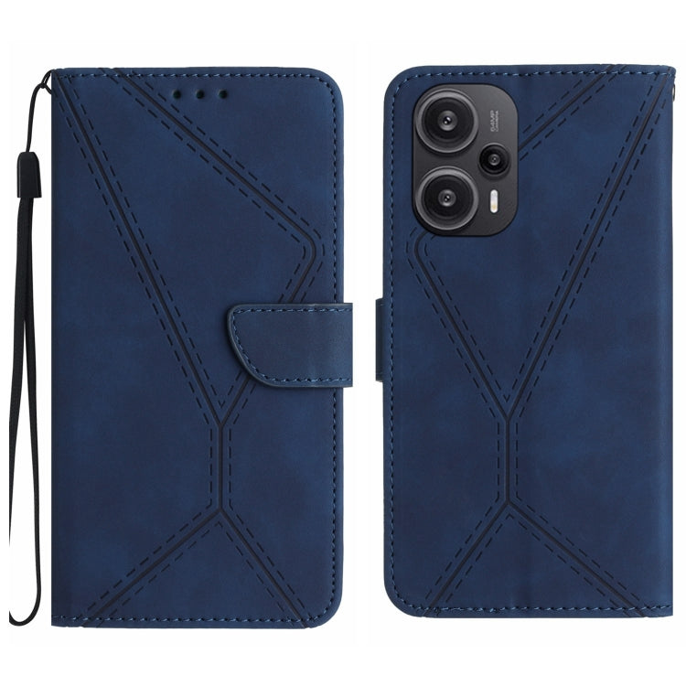 For Xiaomi POCO F5 5G Stitching Embossed Leather Phone Case(Blue) - Xiaomi Cases by buy2fix | Online Shopping UK | buy2fix