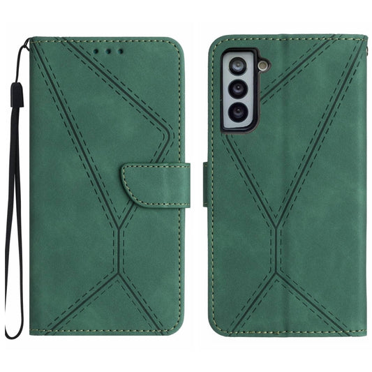 For Samsung Galaxy S22+ 5G Stitching Embossed Leather Phone Case(Green) - Galaxy S22+ 5G Cases by buy2fix | Online Shopping UK | buy2fix