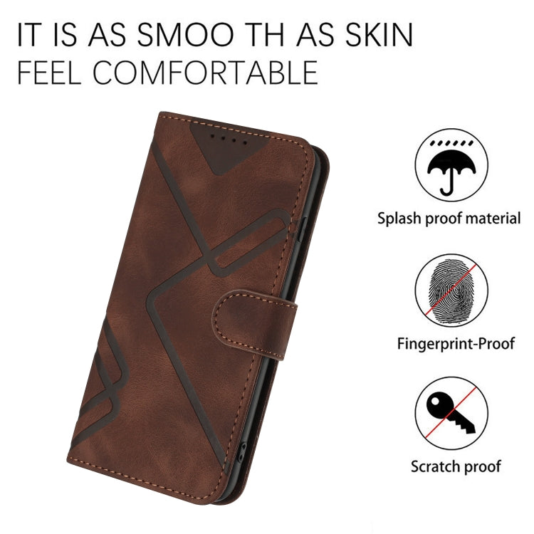 For Honor 70 Lite Line Pattern Skin Feel Leather Phone Case(Coffee) - Honor Cases by buy2fix | Online Shopping UK | buy2fix
