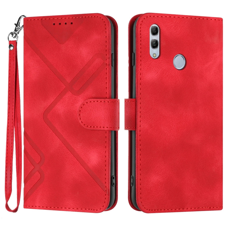 For Honor 10 Lite Line Pattern Skin Feel Leather Phone Case(Red) - Honor Cases by buy2fix | Online Shopping UK | buy2fix