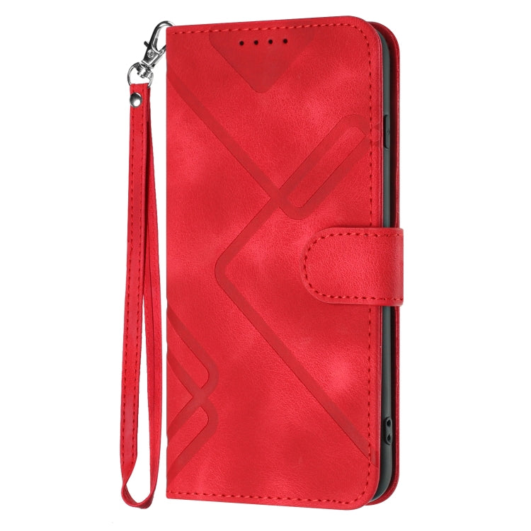 For Honor 70 Line Pattern Skin Feel Leather Phone Case(Red) - Honor Cases by buy2fix | Online Shopping UK | buy2fix