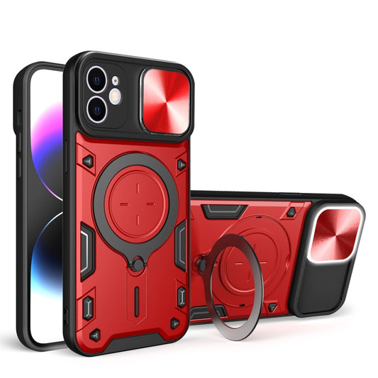 For iPhone 11 CD Texture Sliding Camshield Magnetic Holder Phone Case(Red) - iPhone 11 Cases by buy2fix | Online Shopping UK | buy2fix