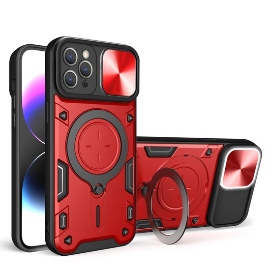 For iPhone 11 Pro Max CD Texture Sliding Camshield Magnetic Holder Phone Case(Red) - iPhone 11 Pro Max Cases by buy2fix | Online Shopping UK | buy2fix