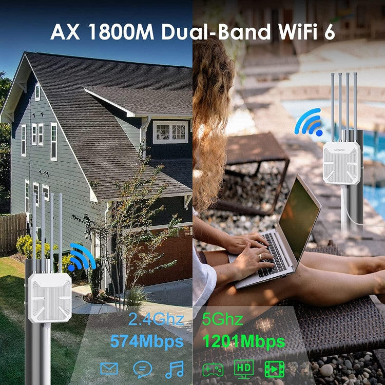 Wavlink WN573HX1 WiFi 6 AX1800 Dual Band Long Range Outdoor WiFi Extender(UK Plug) - Broadband Amplifiers by buy2fix | Online Shopping UK | buy2fix