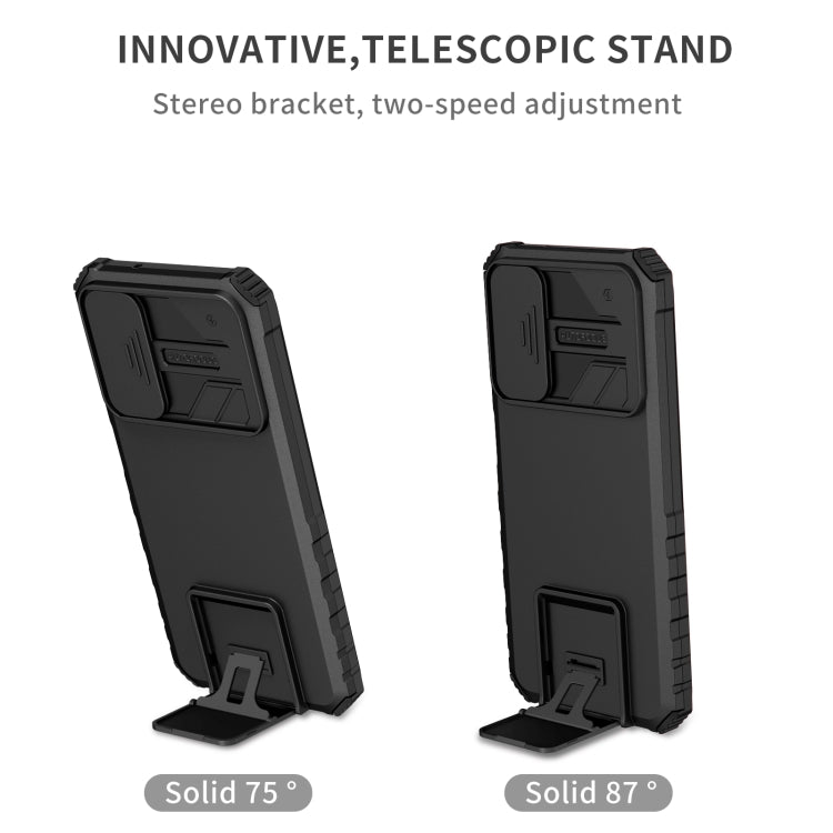 For Samsung Galaxy A14 5G Stereoscopic Holder Sliding Camshield Phone Case(Black) - Galaxy Phone Cases by buy2fix | Online Shopping UK | buy2fix