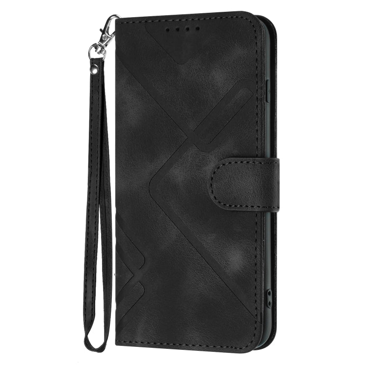 For Samsung Galaxy A8 2018 Line Pattern Skin Feel Leather Phone Case(Black) - Galaxy Phone Cases by buy2fix | Online Shopping UK | buy2fix