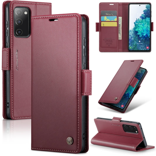 For Samsung Galaxy S20 FE CaseMe 023 Butterfly Buckle Litchi Texture RFID Anti-theft Leather Phone Case(Wine Red) - Galaxy S20 FE Cases by CaseMe | Online Shopping UK | buy2fix