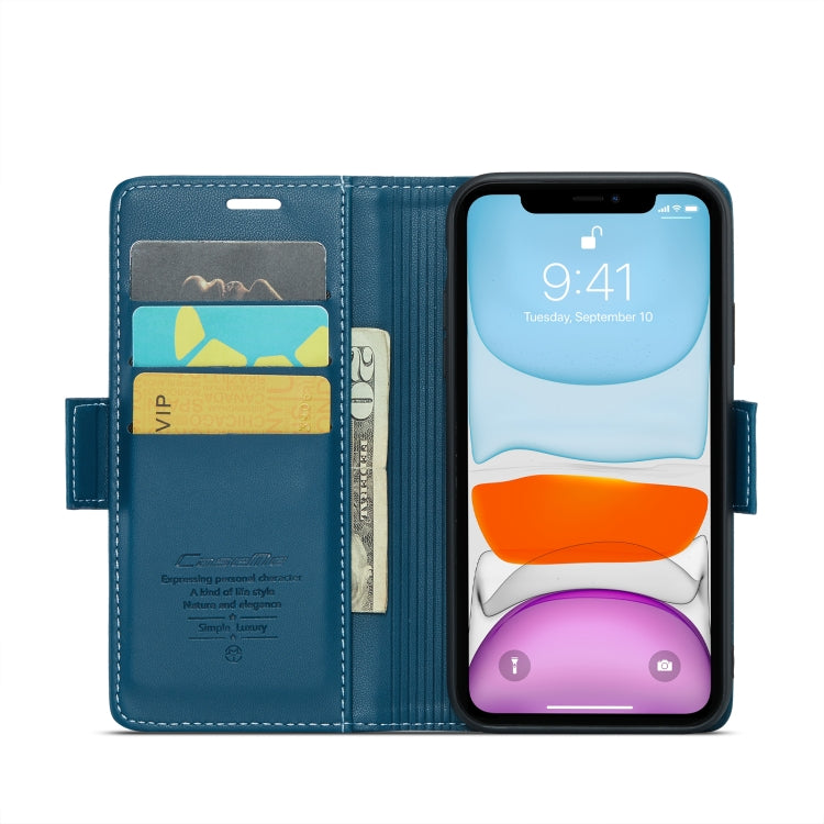 For iPhone 11 CaseMe 023 Butterfly Buckle Litchi Texture RFID Anti-theft Leather Phone Case(Blue) - iPhone 11 Cases by CaseMe | Online Shopping UK | buy2fix