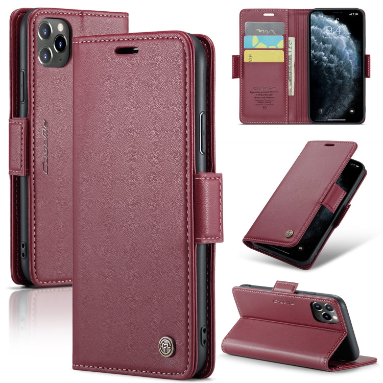 For iPhone 11 Pro CaseMe 023 Butterfly Buckle Litchi Texture RFID Anti-theft Leather Phone Case(Wine Red) - iPhone 11 Pro Cases by CaseMe | Online Shopping UK | buy2fix