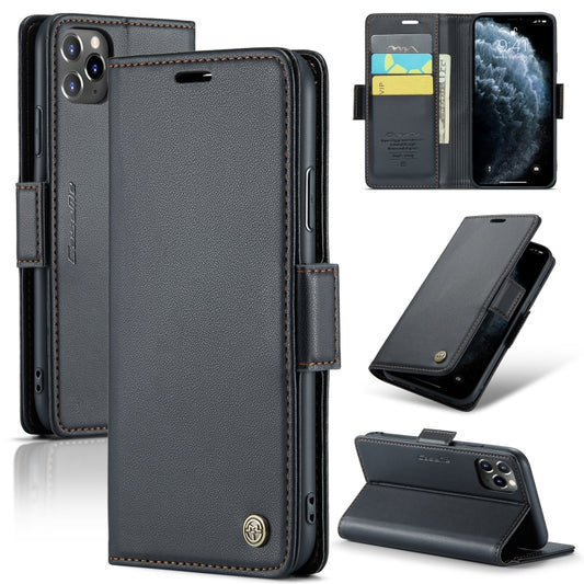For iPhone 11 Pro Max CaseMe 023 Butterfly Buckle Litchi Texture RFID Anti-theft Leather Phone Case(Black) - iPhone 11 Pro Max Cases by CaseMe | Online Shopping UK | buy2fix
