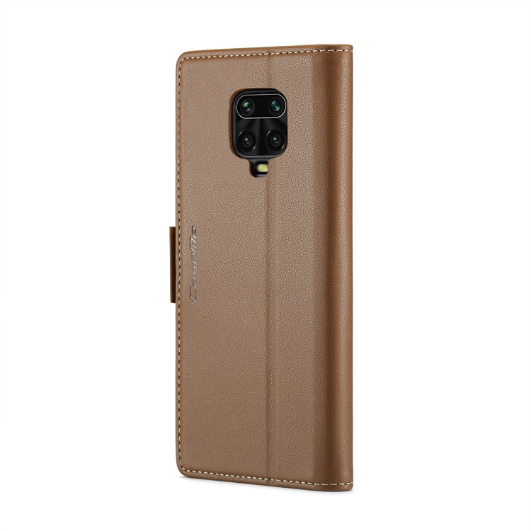 For Xiaomi Redmi Note 9S/Note 9 Pro/Note 9 Pro Max CaseMe 023 Butterfly Buckle Litchi Texture RFID Anti-theft Leather Phone Case(Brown) - Xiaomi Cases by CaseMe | Online Shopping UK | buy2fix
