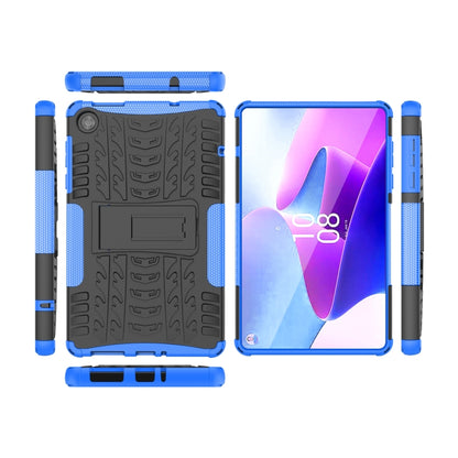 For Lenovo Tab M8 4th Gen Tire Texture TPU + PC Tablet Case with Holder(Blue) - For Lenovo by buy2fix | Online Shopping UK | buy2fix