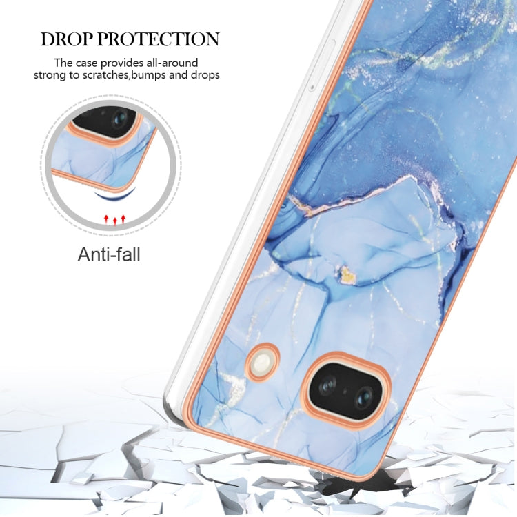 For Google Pixel 7a Electroplating Marble Dual-side IMD Phone Case(Blue 018) - Google Cases by buy2fix | Online Shopping UK | buy2fix