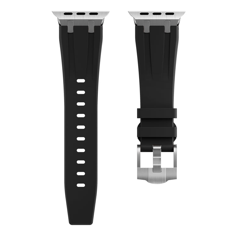 AP Silicone Watch Band For Apple Watch 7 45mm(Silver Black) - Watch Bands by buy2fix | Online Shopping UK | buy2fix