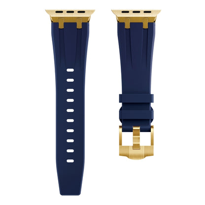 AP Silicone Watch Band For Apple Watch 38mm(Gold Blue) - Watch Bands by buy2fix | Online Shopping UK | buy2fix