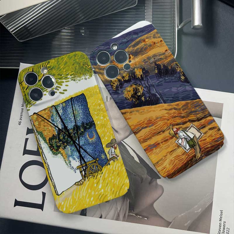 For iPhone 12 Precise Hole Oil Painting Pattern PC Phone Case(Inkwash) - iPhone 12 / 12 Pro Cases by buy2fix | Online Shopping UK | buy2fix