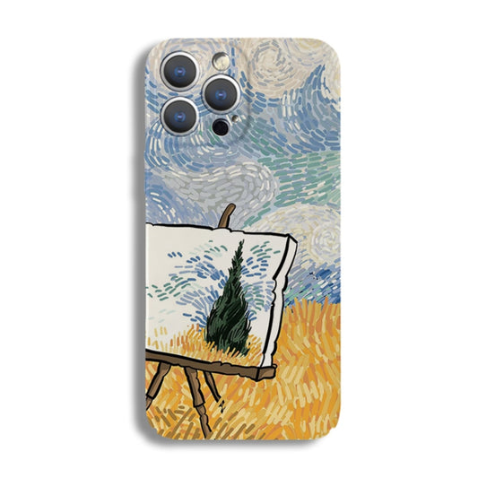 For iPhone XR Precise Hole Oil Painting Pattern PC Phone Case(Landscape Painting) - More iPhone Cases by buy2fix | Online Shopping UK | buy2fix