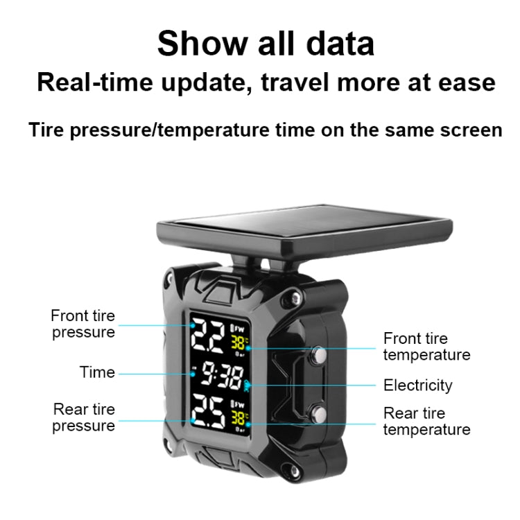 M9 Color Screen Motorcycle Solar Wireless Tire Pressure Monitor With M10 Fixed Mount - Electrical System by buy2fix | Online Shopping UK | buy2fix