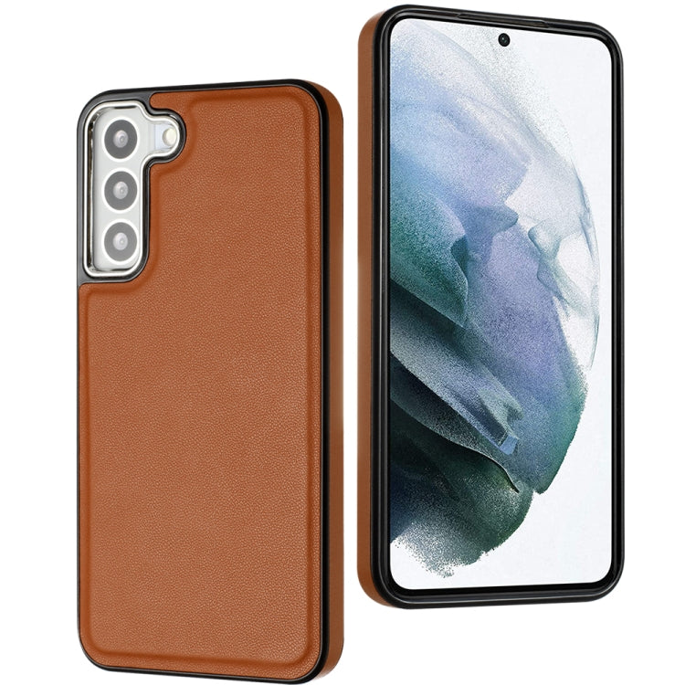 For Samsung Galaxy S22 5G Leather Texture Full Coverage Phone Case(Brown) - Galaxy S22 5G Cases by buy2fix | Online Shopping UK | buy2fix