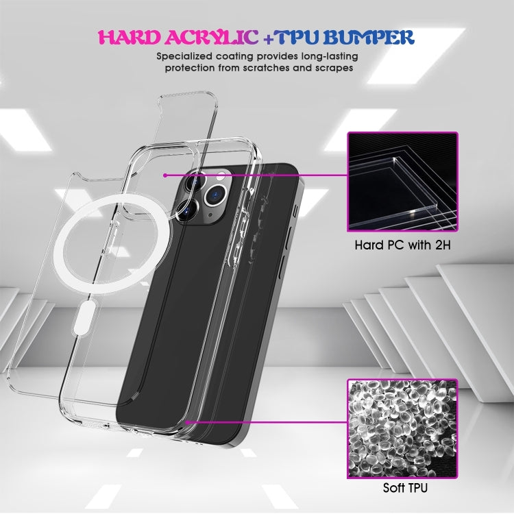 For iPhone 15 MagSafe Clear Acrylic PC +TPU Phone Case(Transparent) - iPhone 15 Cases by buy2fix | Online Shopping UK | buy2fix