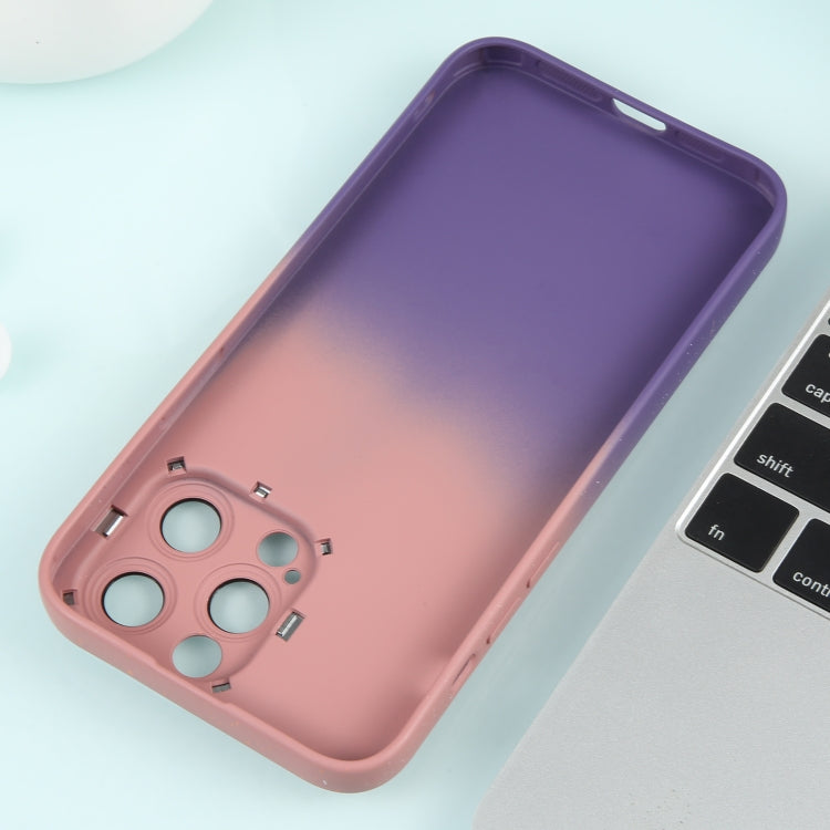 For iPhone 13 Gradient Starry Silicone Phone Case with Lens Film(Pink Purple) - iPhone 13 Cases by buy2fix | Online Shopping UK | buy2fix
