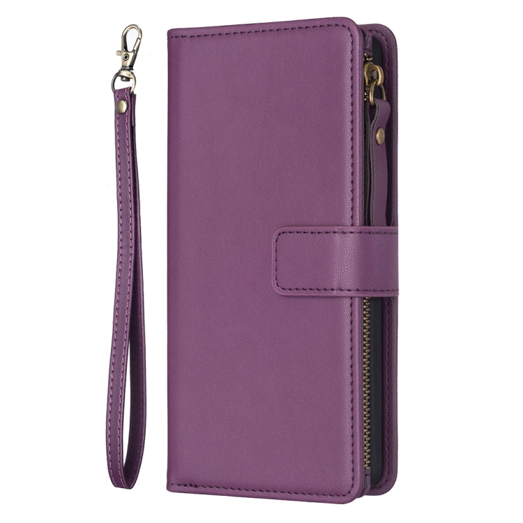 For Samsung Galaxy S23 Ultra 5G 9 Card Slots Zipper Wallet Leather Flip Phone Case(Dark Purple) - Galaxy S23 Ultra 5G Cases by buy2fix | Online Shopping UK | buy2fix