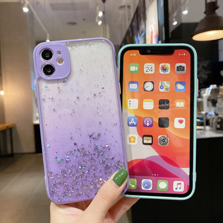 For iPhone 14 Starry Gradient Glitter Powder TPU Phone Case(Purple) - iPhone 14 Cases by buy2fix | Online Shopping UK | buy2fix