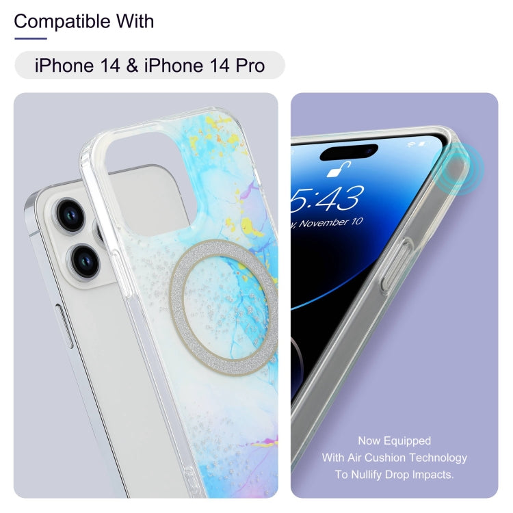 For iPhone 13 Pro Max Dual-side IMD Marble Magsafe Phone Case(Dark Blue) - iPhone 13 Pro Max Cases by buy2fix | Online Shopping UK | buy2fix
